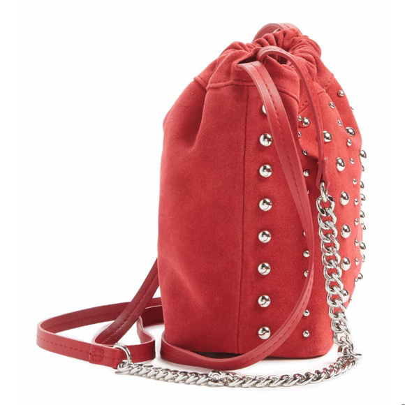 Sam Edelman Red Suede and Stud Crossbody Bag - Picture 5 of 8